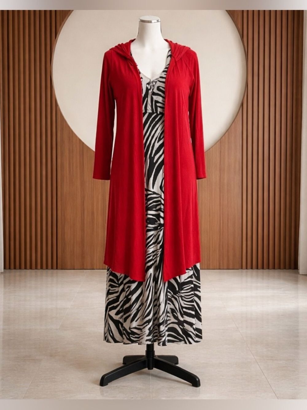 Rags & Coutures Burgundy Long Hooded Cardigan (M)